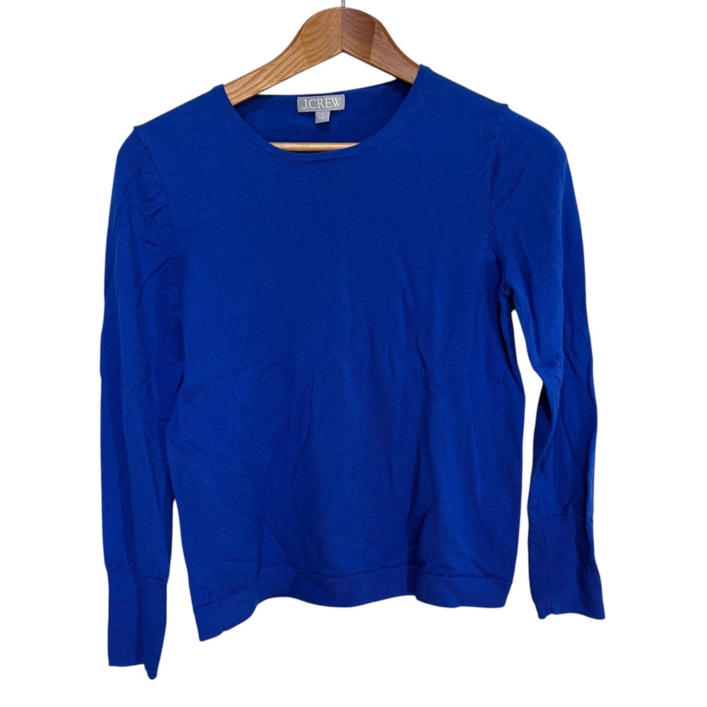 J.Crew Merino Wool Sweater Crew Neck Long Sleeve Blue Pullover Top M